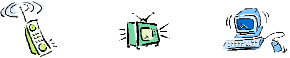 cell phone, TV, computer