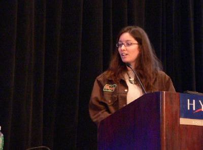 Wendy Chisholm standing at podium