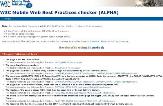 Screenshot of the checker in action