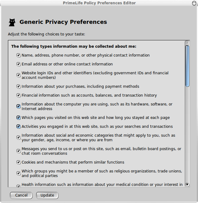 screenshot of preferences dialog