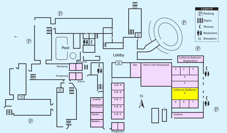Floor plan with highlight on California Ballroom-6