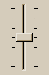 A vertical slider control whose primary color is black and
    whose background color is beige, with the slider having five tick marks,
    one long one at each extremity, and three short ones clustered around the
    midpoint.