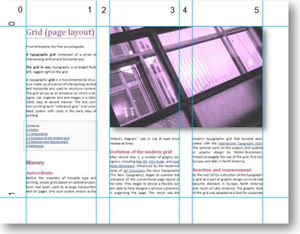 example of a 3-column layout with an image
   that spans 2 columns