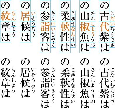 熟語ルビの配置例6(後ろの文字にルビ文字を掛けた例)