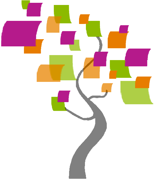 [Picture of a stylized tree with colorful, square leaves]
