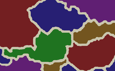 Map showing simple regions with dark background colors and a light border between regions.