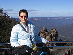 Mrs B. Wahoonie in front of a canyon