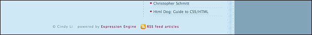 footer of cindyli.com.